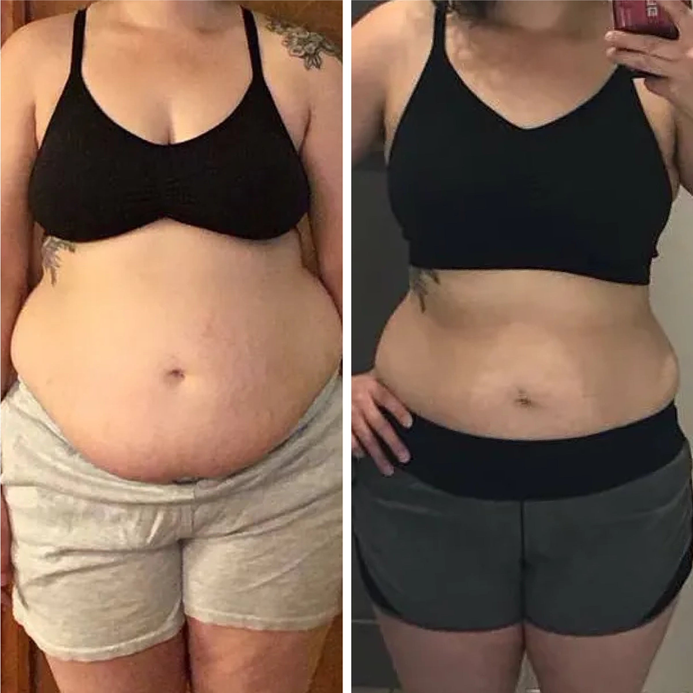 Resultados visibles de reducción de abdomen y medidas con Hot Shapers.