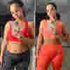 Comparación antes y después de usar Hot Shapers mostrando abdomen más plano y cintura definida