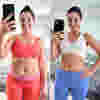 Comparación antes y después de usar Hot Shapers mostrando figura más estilizada