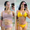 Transformación corporal antes y después de usar faja Hot Shapers mostrando cintura más definida