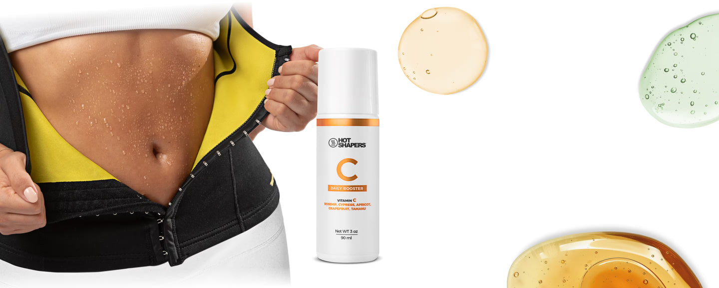 Aceite corporal de vitamina C Hot Shapers para piel firme, suave y radiante.